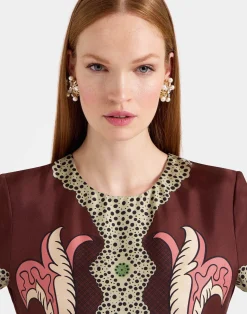 La DoubleJ Vestiti<Swing DressPortal Placée Brown in Silk Twill