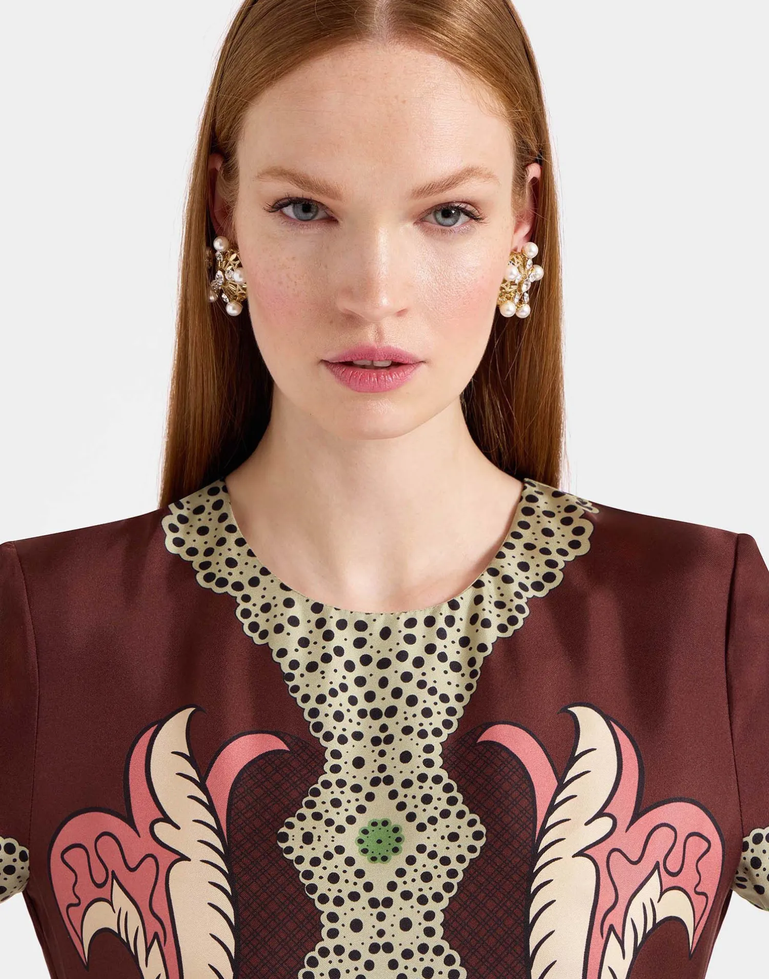La DoubleJ Vestiti<Swing DressPortal Placée Brown in Silk Twill