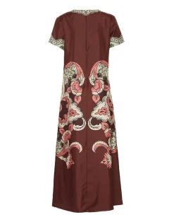 La DoubleJ Vestiti<Swing DressPortal Placée Brown in Silk Twill