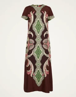 La DoubleJ Vestiti<Swing DressPortal Placée Brown in Silk Twill