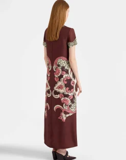 La DoubleJ Party Dressing<Swing DressPortal Plac&eacute;e Brown in Silk Twill
