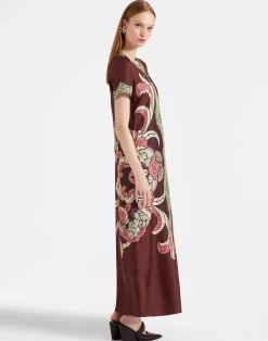 La DoubleJ Party Dressing<Swing DressPortal Plac&eacute;e Brown in Silk Twill