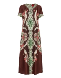 La DoubleJ Party Dressing<Swing DressPortal Plac&eacute;e Brown in Silk Twill