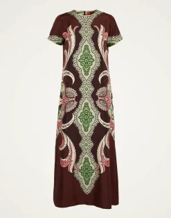 La DoubleJ Party Dressing<Swing DressPortal Plac&eacute;e Brown in Silk Twill