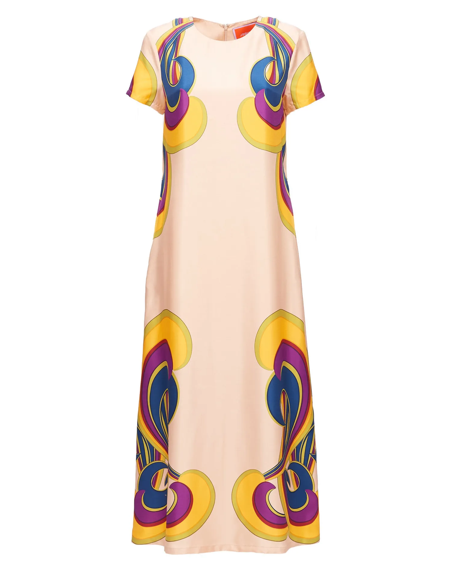 La DoubleJ Vestiti<Swing DressRainbow Swirl Rosa Placée in Twill Silk