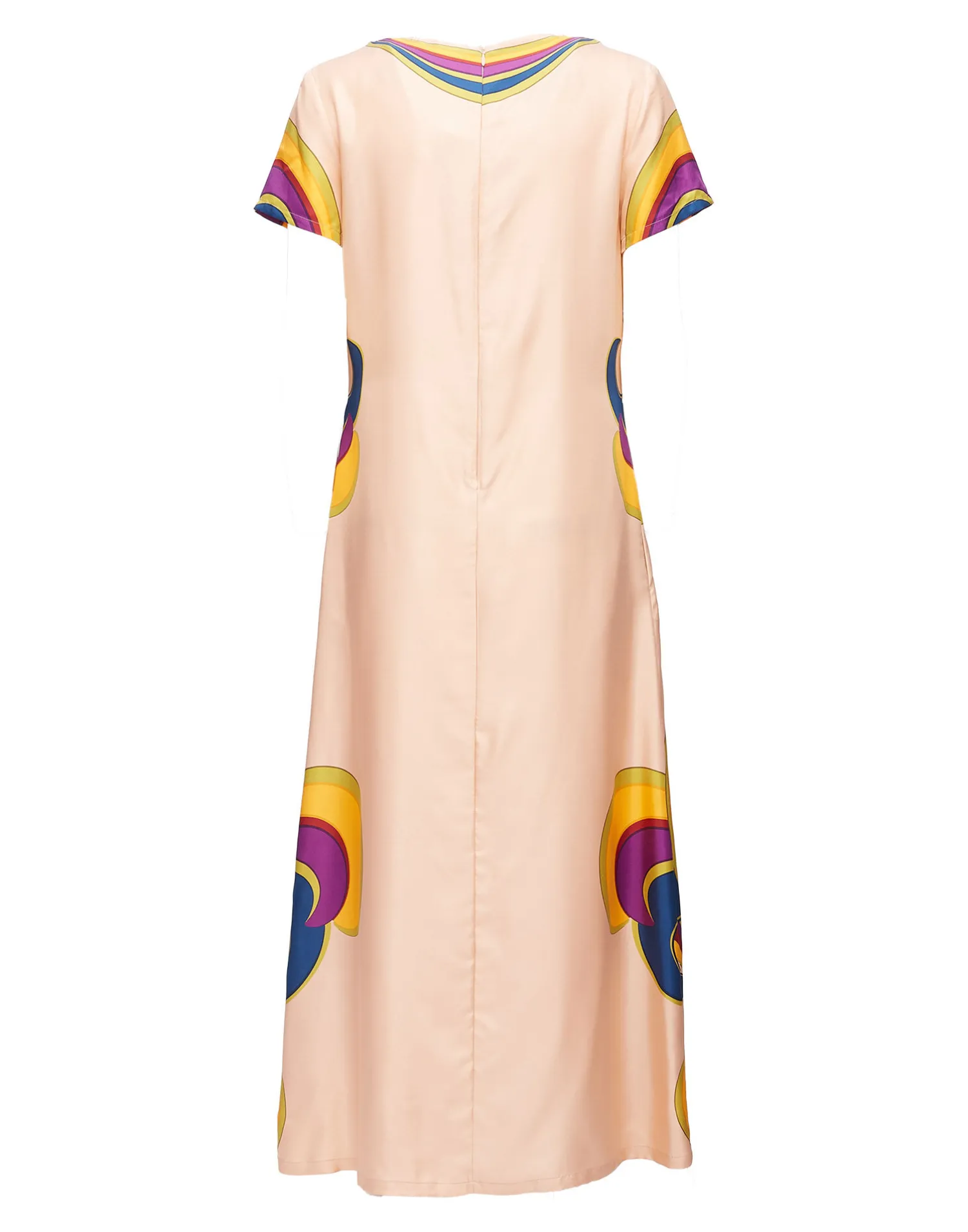 La DoubleJ Vestiti<Swing DressRainbow Swirl Rosa Placée in Twill Silk