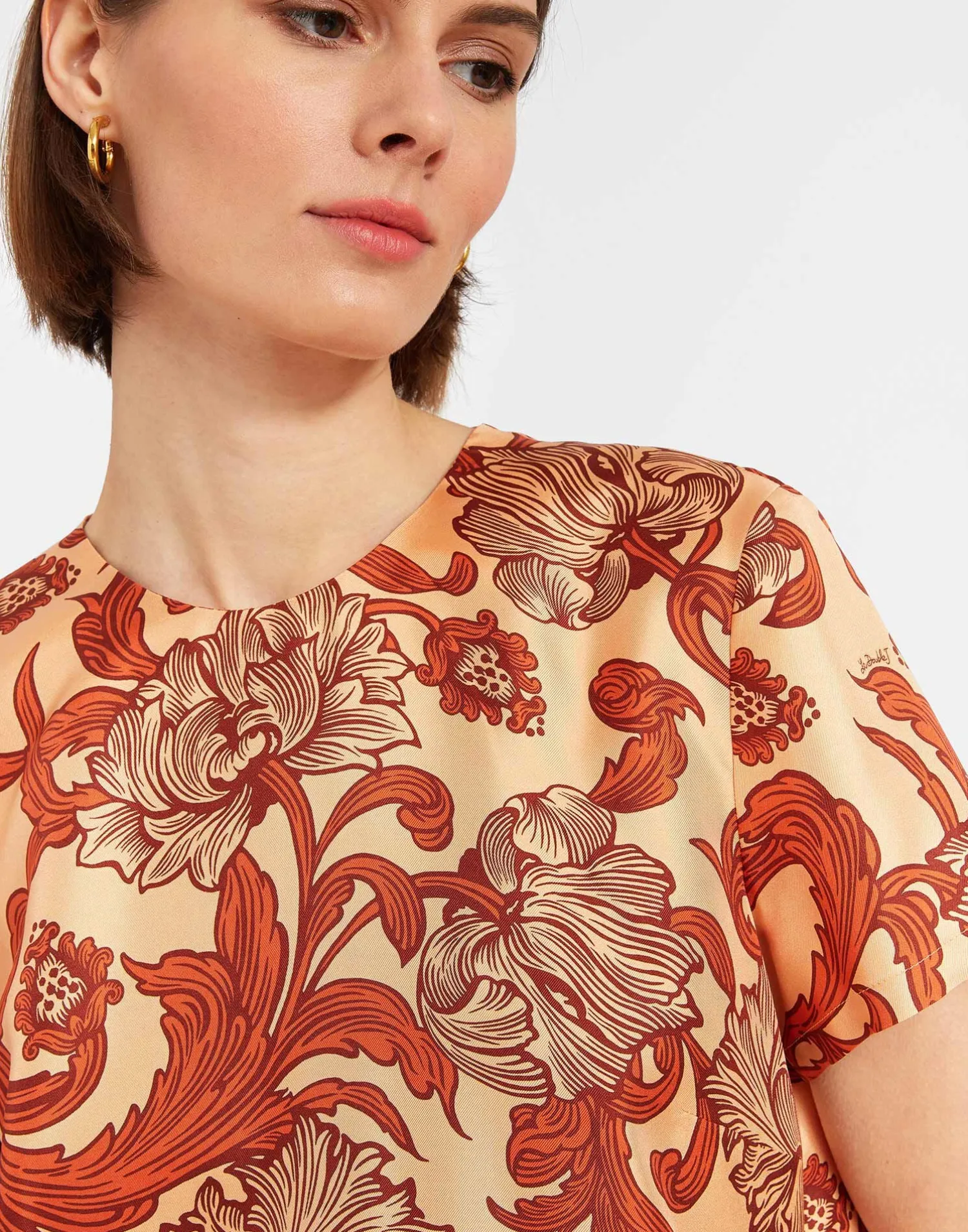 La DoubleJ Party Dressing<Swing DressReef Pale Pink in Silk Twill With Feathers