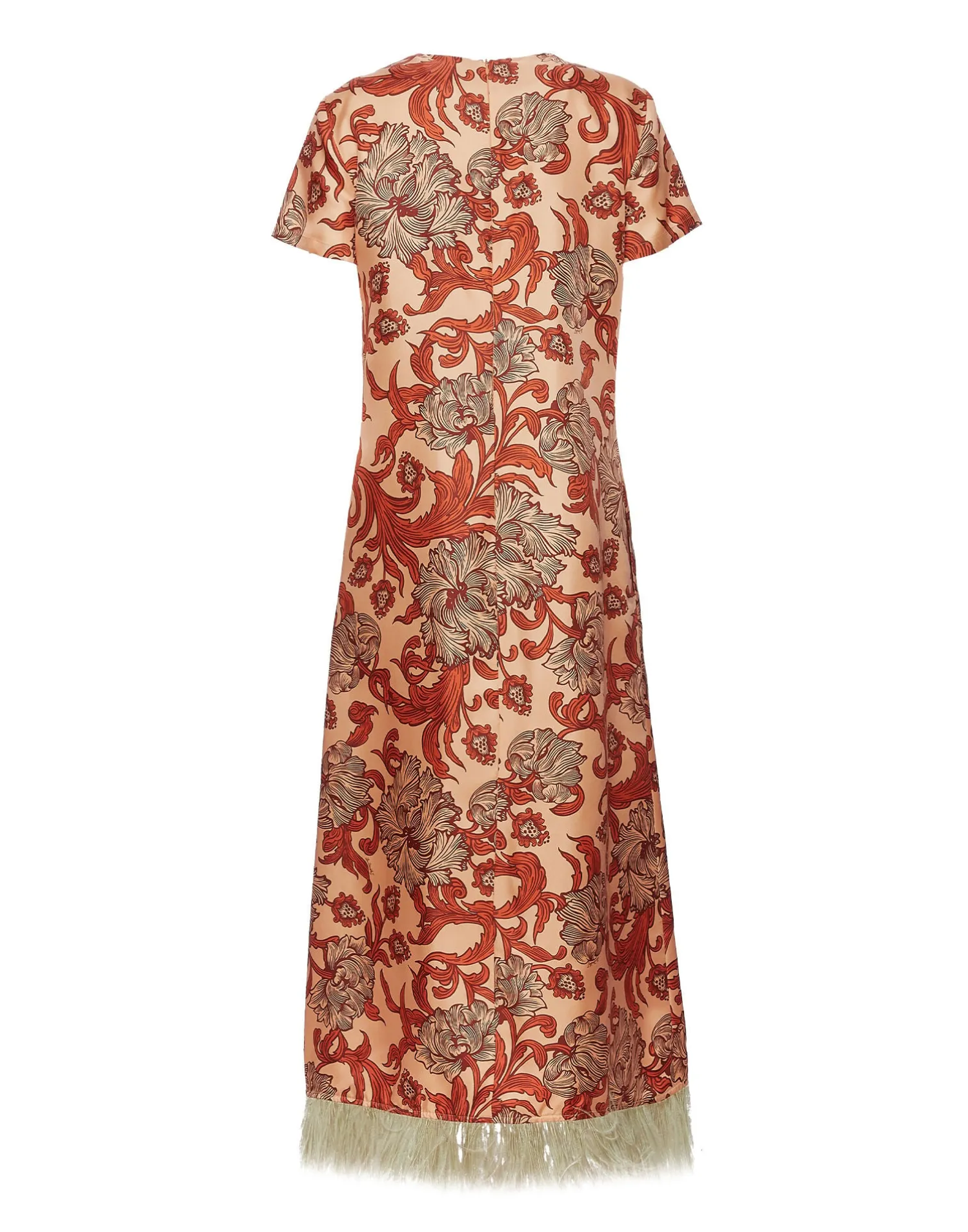 La DoubleJ Party Dressing<Swing DressReef Pale Pink in Silk Twill With Feathers