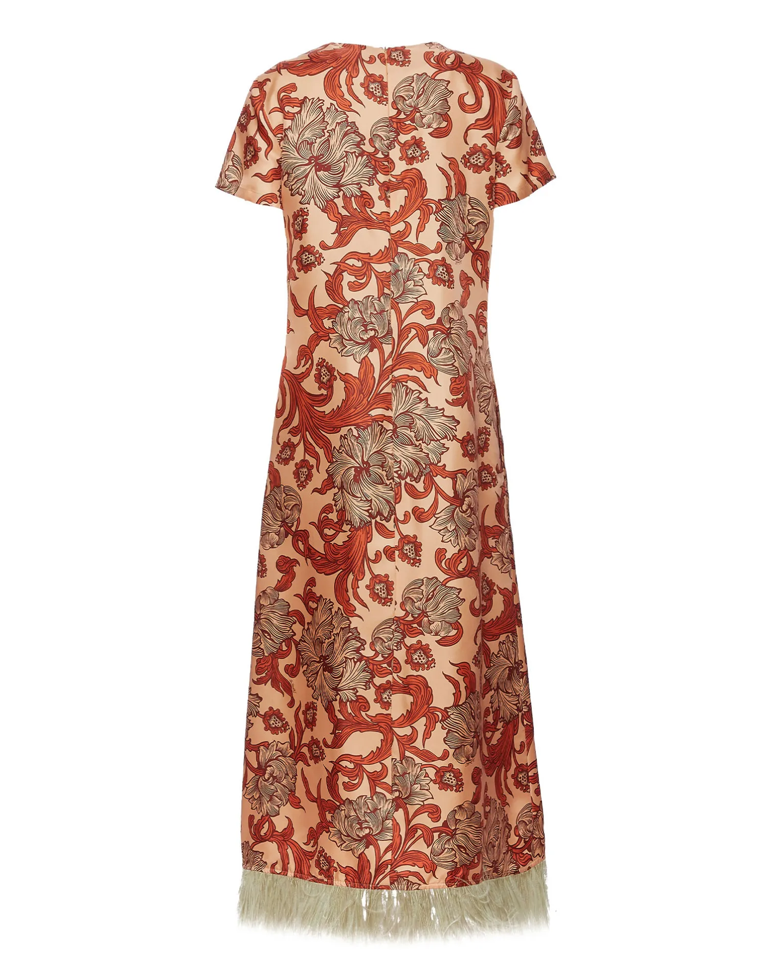La DoubleJ Vestiti<Swing DressReef Pale Pink in Silk Twill With Feathers
