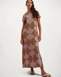 La DoubleJ Vestiti<Swing DressSlinky Rosso in Silk Twill