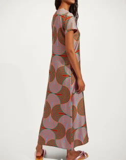 La DoubleJ Vestiti<Swing DressSlinky Rosso in Silk Twill