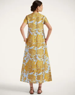 La DoubleJ Vestiti<Swing DressTangle Light Blue in Silk Twill
