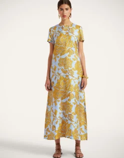 La DoubleJ Party Dressing<Swing DressTangle Light Blue in Silk Twill