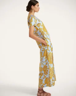 La DoubleJ Party Dressing<Swing DressTangle Light Blue in Silk Twill