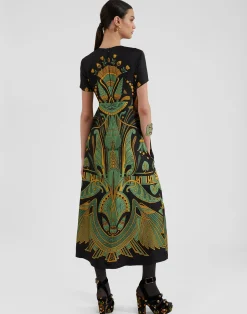 La DoubleJ Vestiti<Swing DressThe Nile Placée Black in Silk Twill