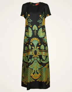 La DoubleJ Vestiti<Swing DressThe Nile Placée Black in Silk Twill