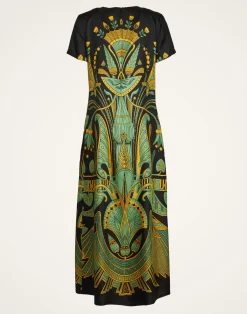 La DoubleJ Vestiti<Swing DressThe Nile Placée Black in Silk Twill