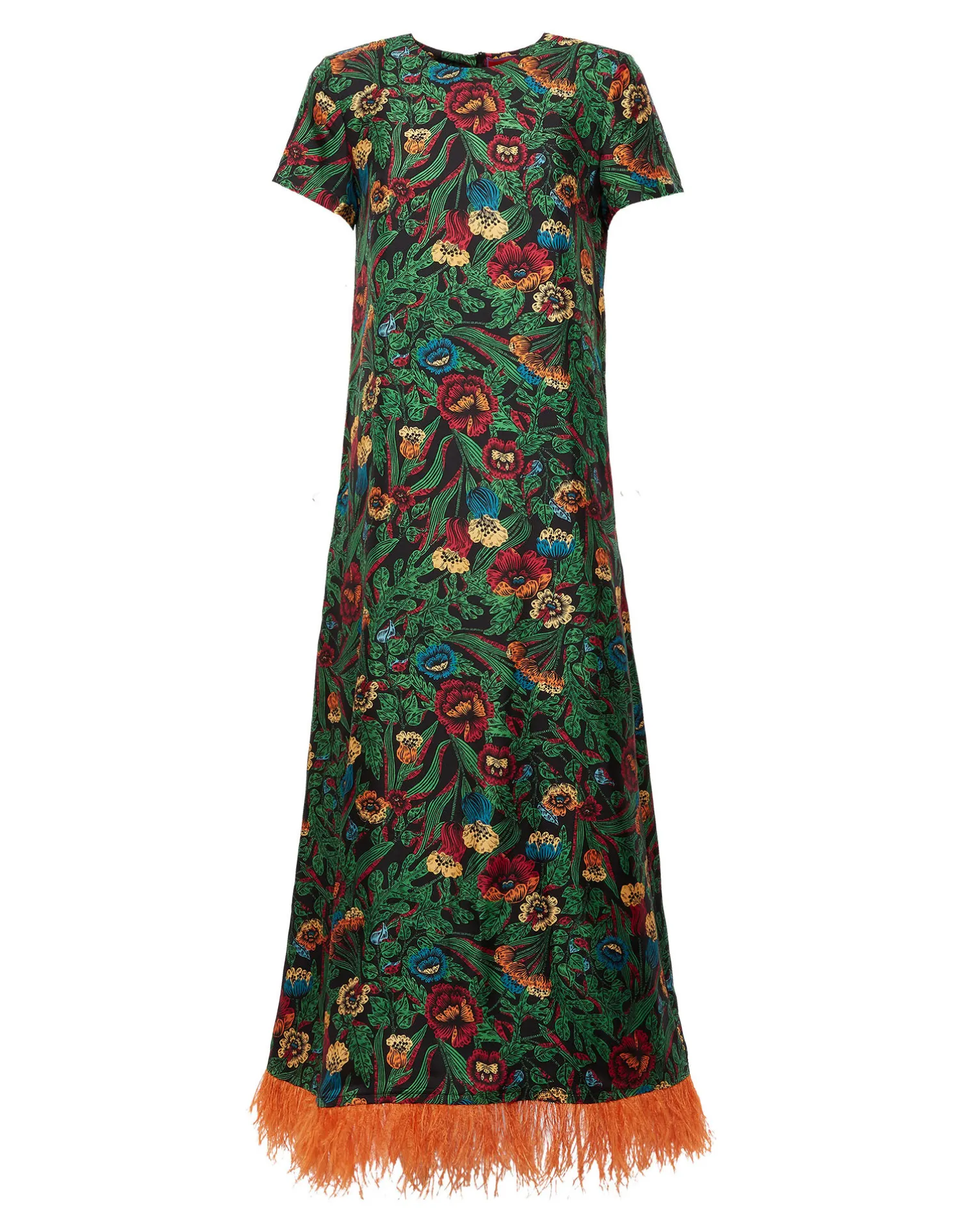 La DoubleJ Vestiti<Swing Dress (With Feathers)Night Garden in Silk Twill
