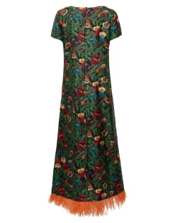 La DoubleJ Vestiti<Swing Dress (With Feathers)Night Garden in Silk Twill