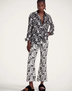 La DoubleJ Pantaloni E Shorts|Denim<The Cropped Flare JeanAperol Black & White in Cotton Drill