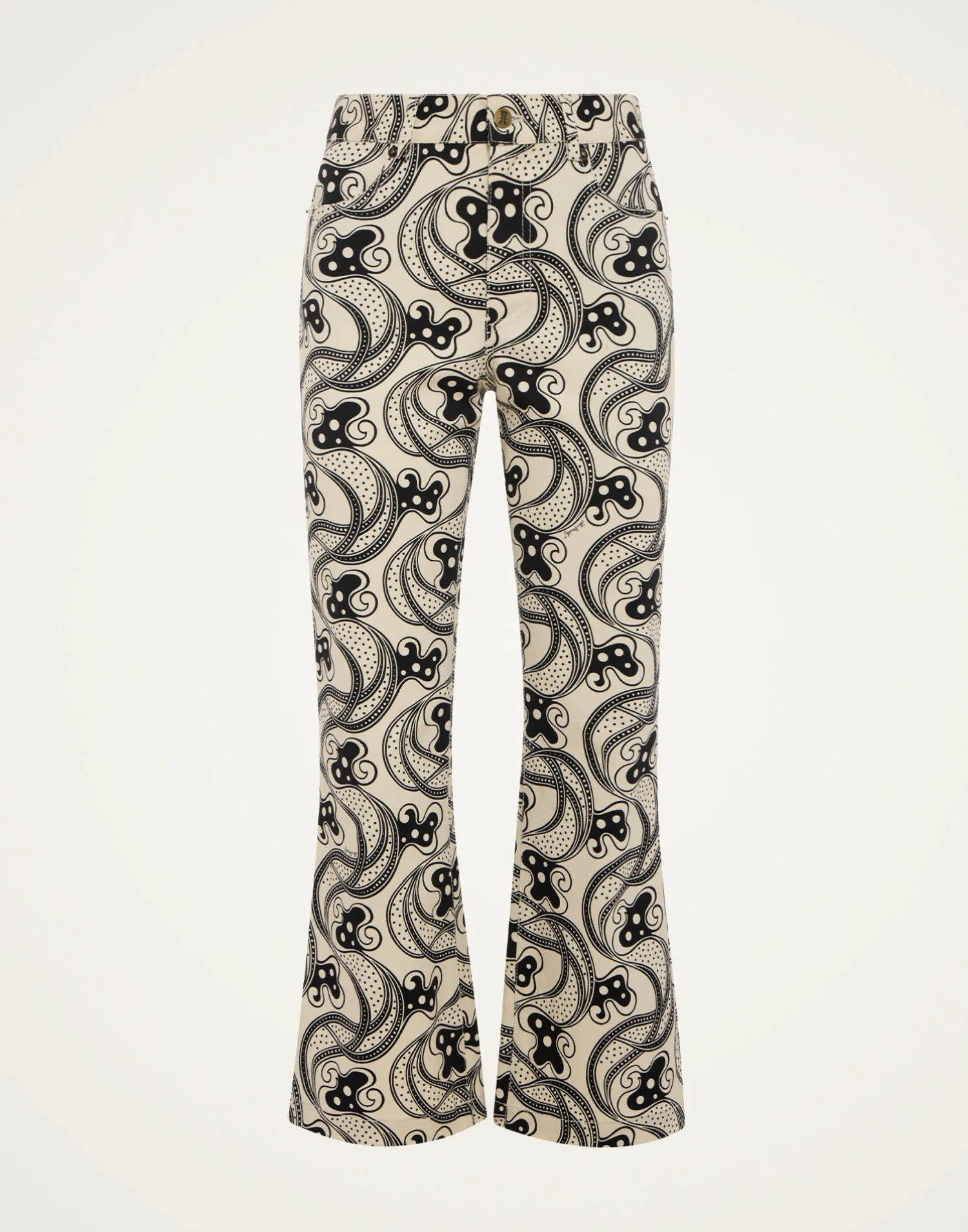 La DoubleJ Pantaloni E Shorts|Denim<The Cropped Flare JeanAperol Black & White in Cotton Drill