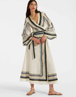 La DoubleJ Vestiti<The Wrap DressDoric Placée Cream in Cotton Voile
