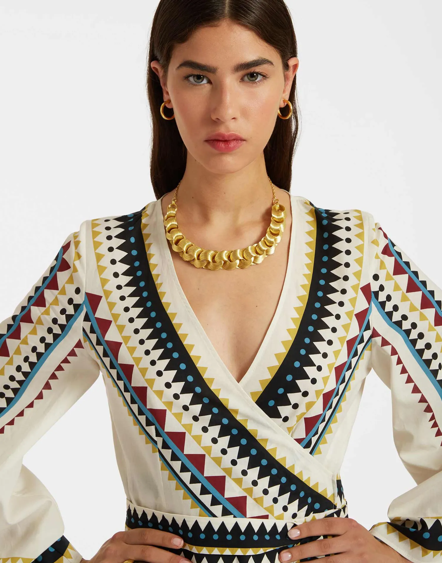 La DoubleJ Vestiti<The Wrap DressDoric Placée Cream in Cotton Voile