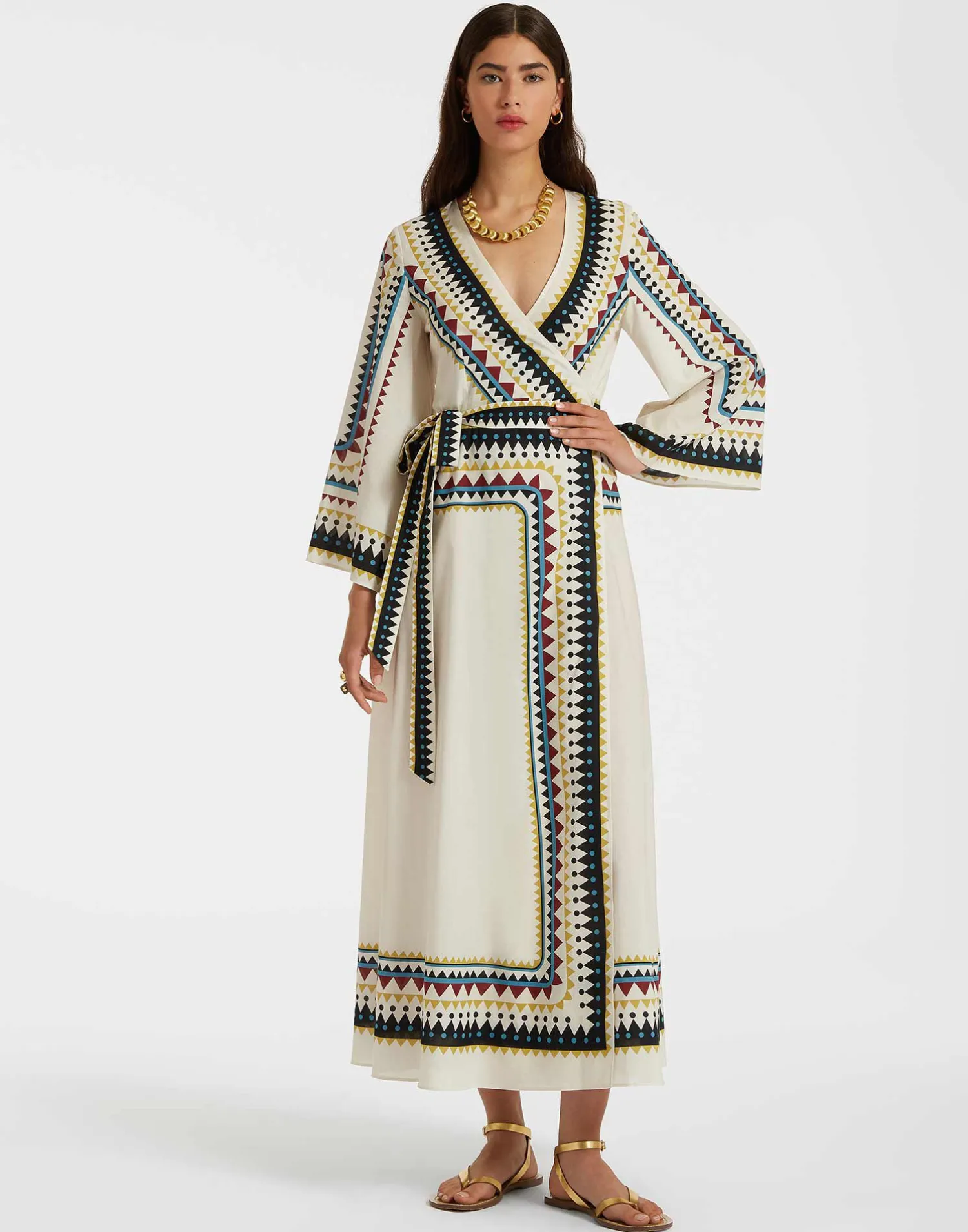 La DoubleJ Vestiti<The Wrap DressDoric Placée Cream in Cotton Voile