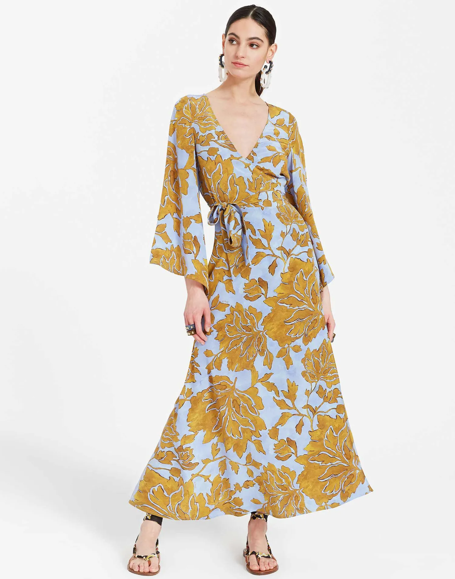 La DoubleJ Vestiti<The Wrap DressTangle Light Blue in Crepe De Chine