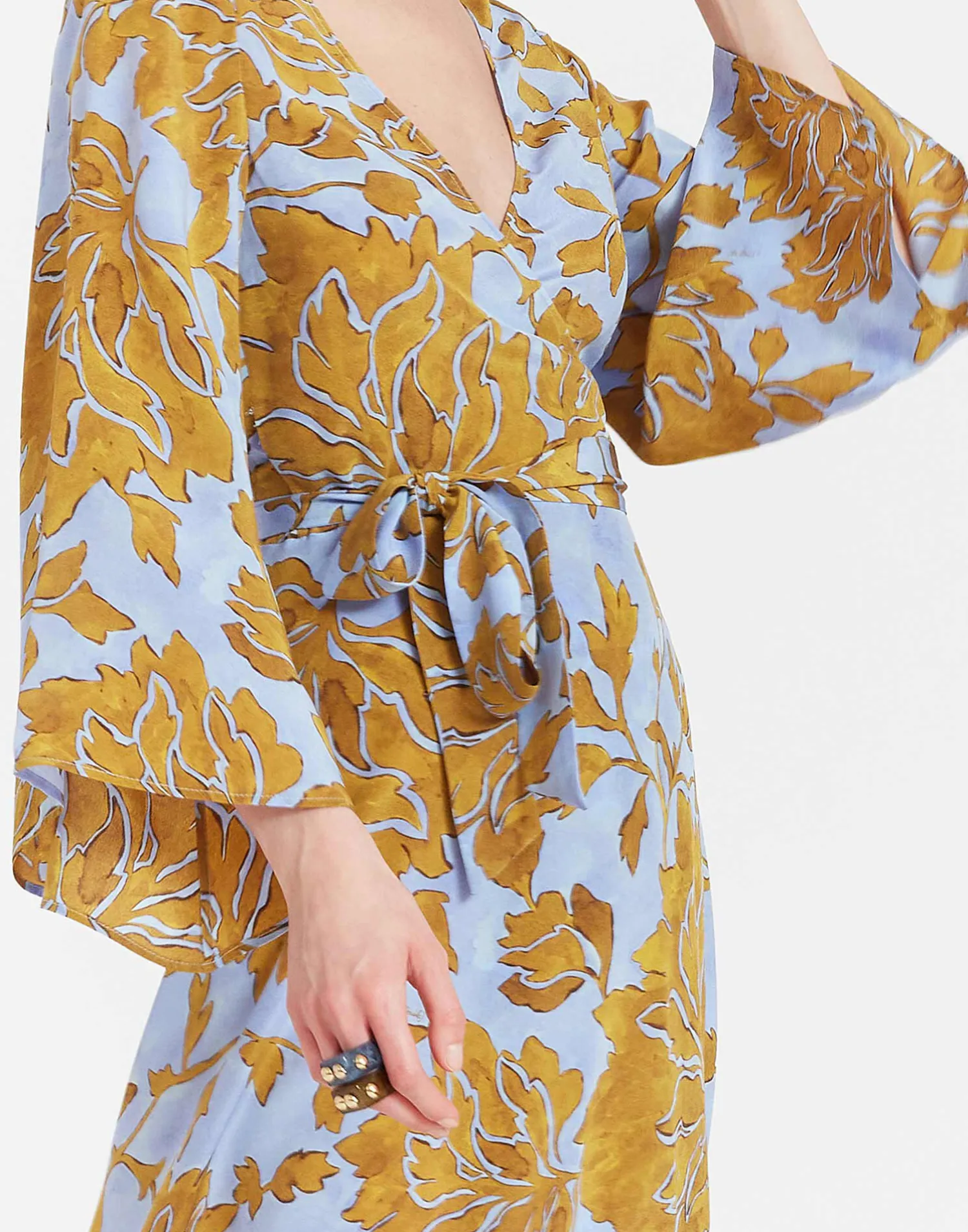 La DoubleJ Vestiti<The Wrap DressTangle Light Blue in Crepe De Chine