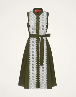 La DoubleJ Vestiti<Tootsie DressSolid Camouflage in Crisp Poplin With Lacey Ribbons