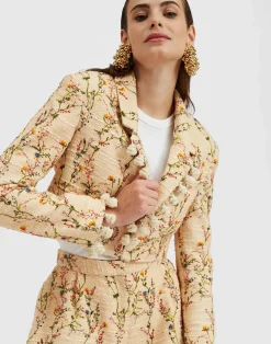 La DoubleJ Capispalla<Torero JacketPrimavera Cream in Tweed With Tassels