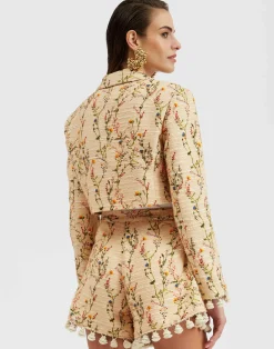 La DoubleJ Capispalla<Torero JacketPrimavera Cream in Tweed With Tassels
