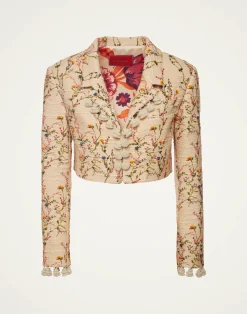 La DoubleJ Capispalla<Torero JacketPrimavera Cream in Tweed With Tassels