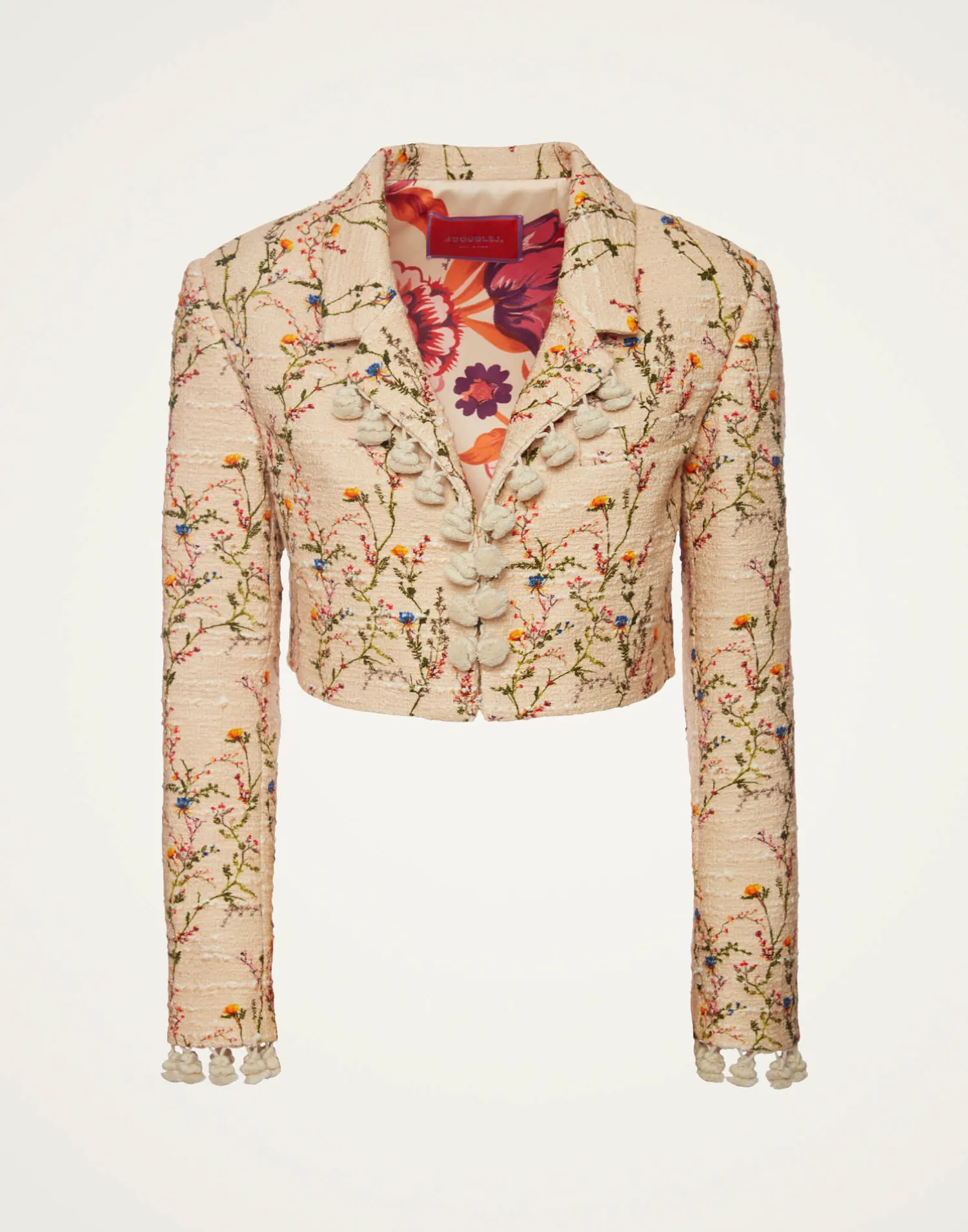 La DoubleJ Capispalla<Torero JacketPrimavera Cream in Tweed With Tassels