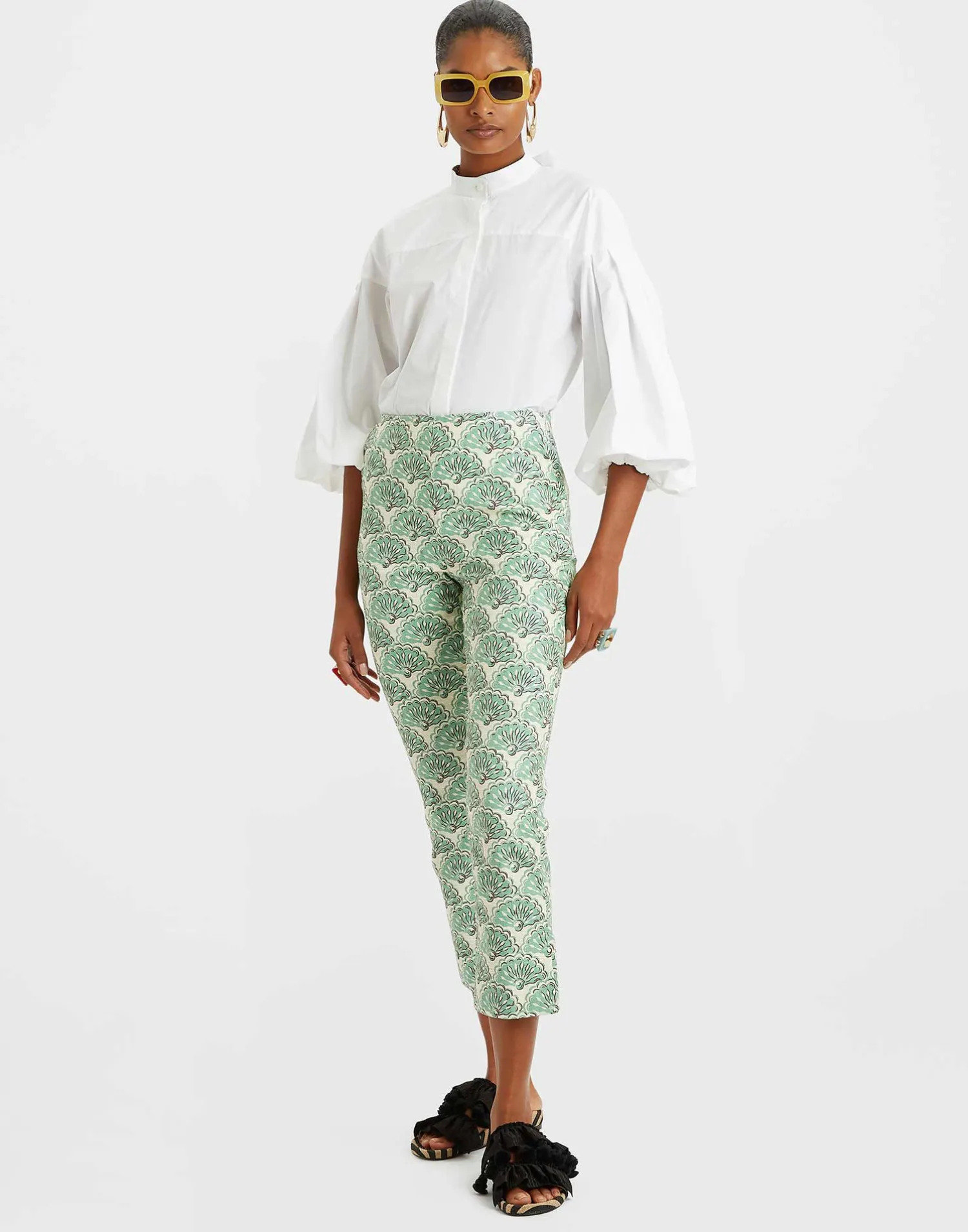 La DoubleJ Pantaloni E Shorts<Torero PantsFans Mint in Shot Cotton