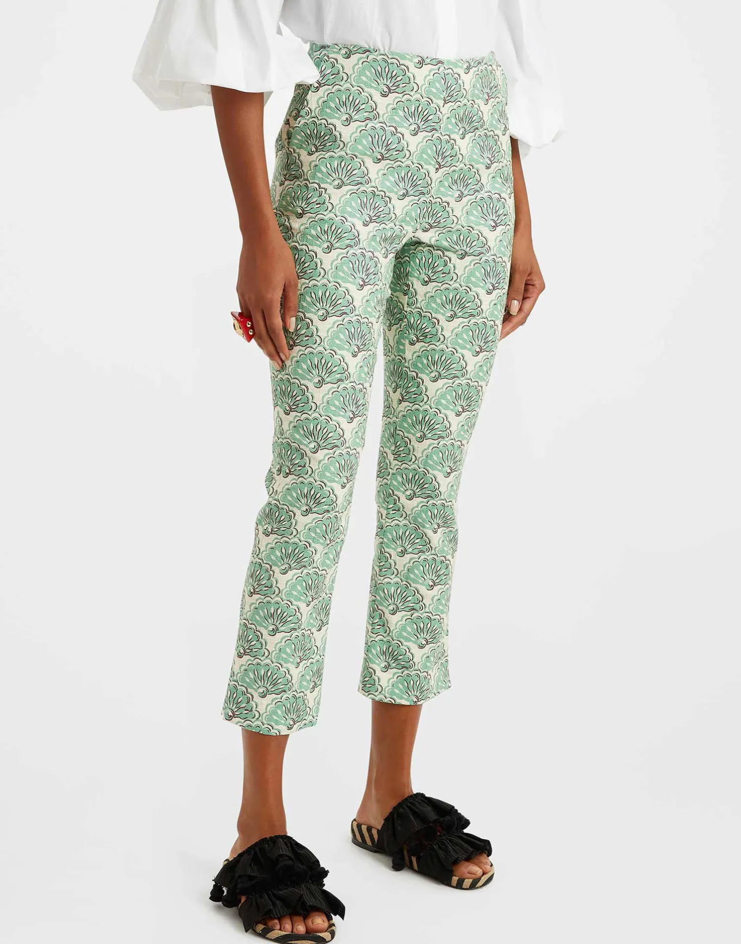 La DoubleJ Pantaloni E Shorts<Torero PantsFans Mint in Shot Cotton
