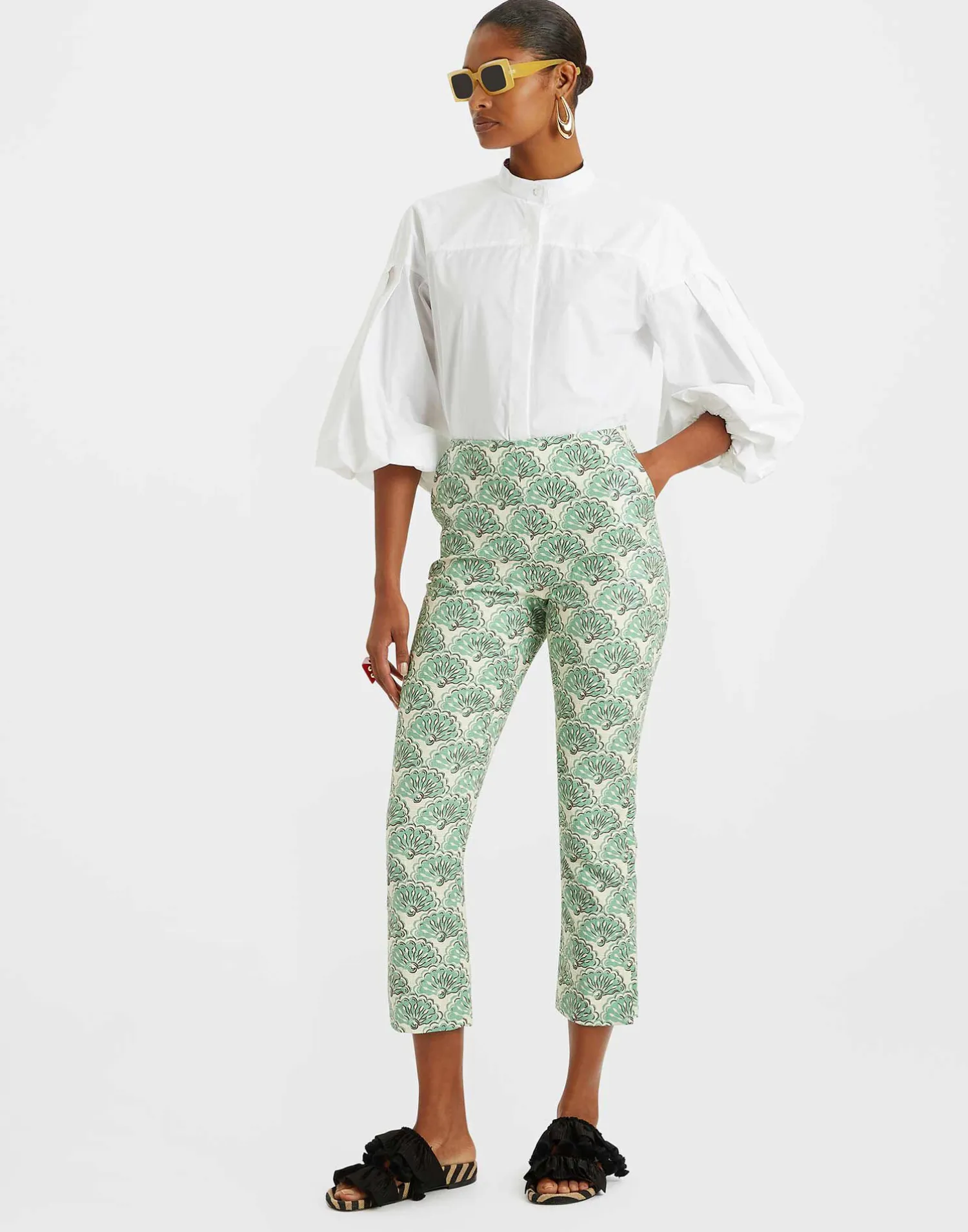 La DoubleJ Pantaloni E Shorts<Torero PantsFans Mint in Shot Cotton