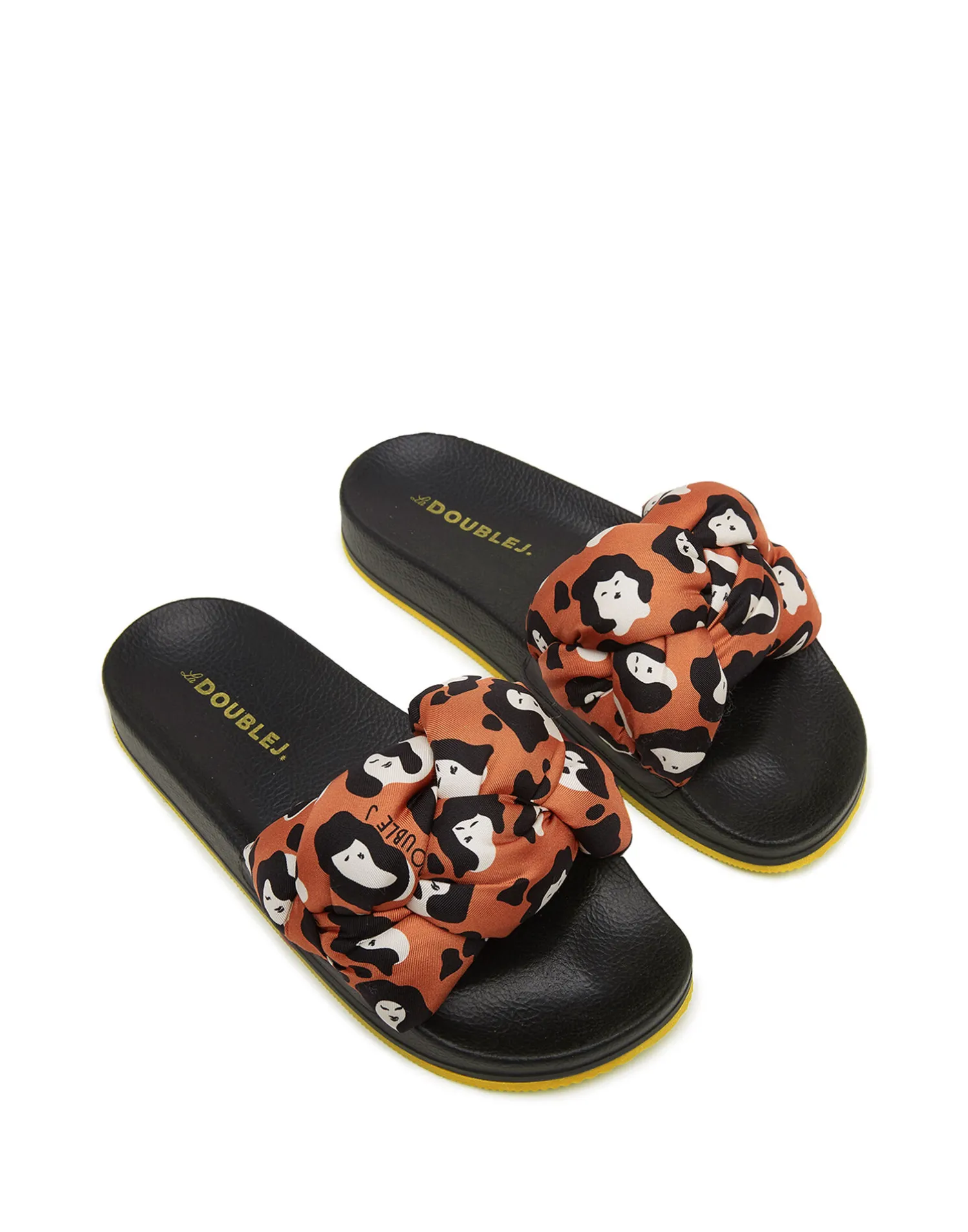 La DoubleJ Scarpe|Accessories<Treccia SlidesLady Leopard in Twill