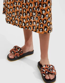 La DoubleJ Scarpe|Accessories<Treccia SlidesLady Leopard in Twill