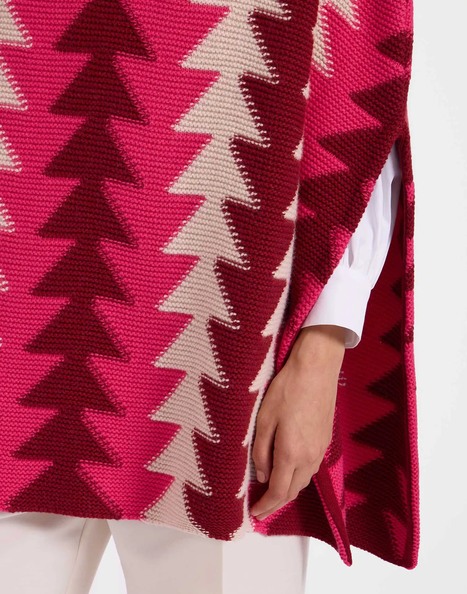 La DoubleJ Capispalla|Maglieria<Trine CapeBordeaux in Wool Intarsia