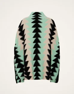 La DoubleJ Capispalla|Maglieria<Trine CapeMint in Wool Intarsia