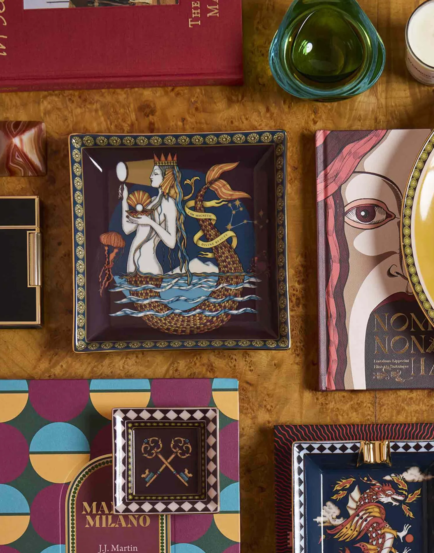 La DoubleJ Vassoi E Svuotatasche|Home Décor<Trinket TrayThe Mermaid Bordeaux in Porcelain