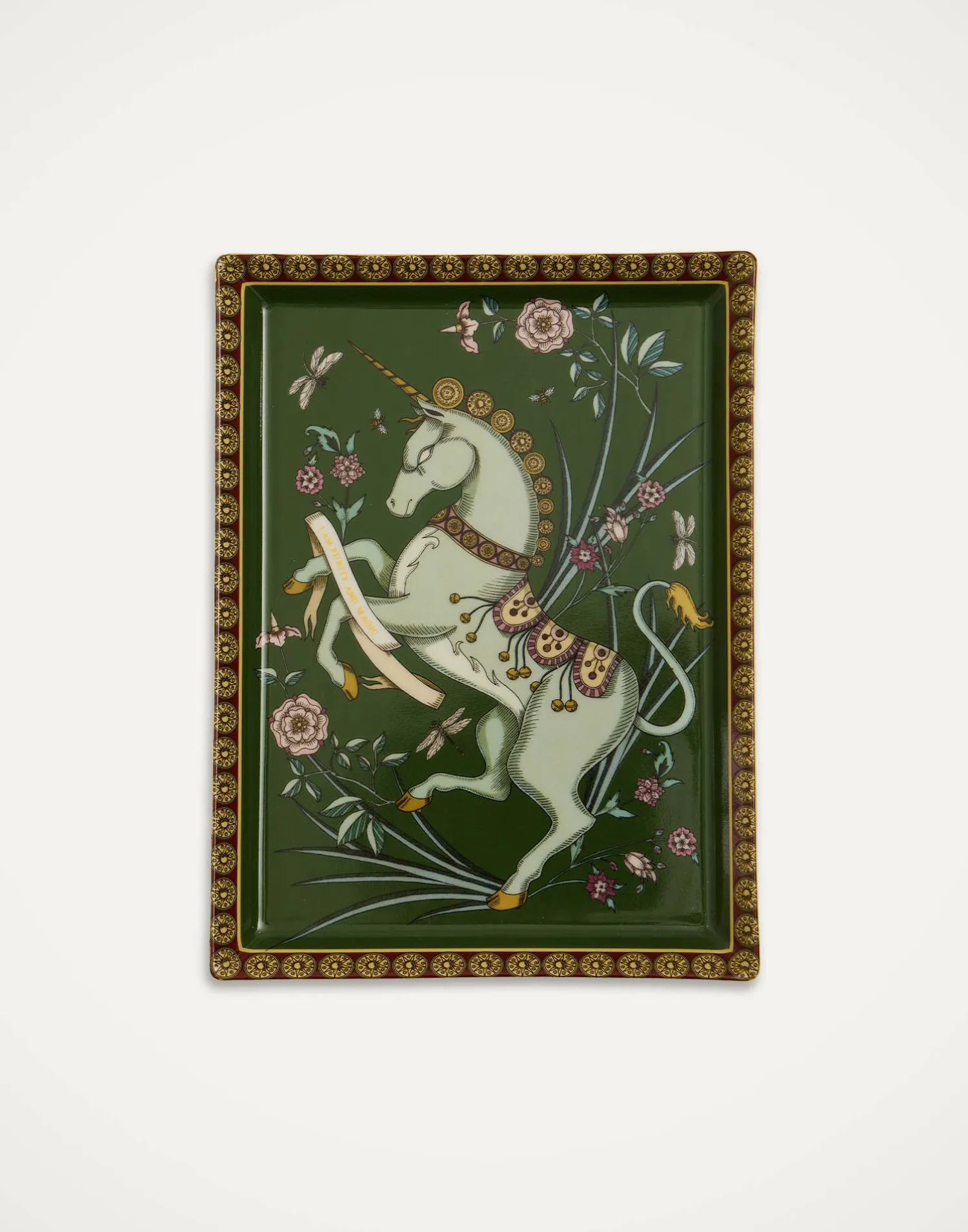 La DoubleJ Home Décor|Vassoi E Svuotatasche<Trinket TrayThe Unicorn Dark Green in Porcelain