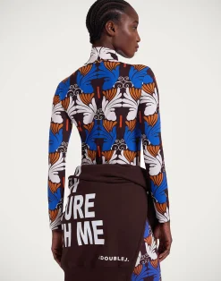 La DoubleJ Loungewear<TurtleneckAli Chocolate in Skinny Jersey