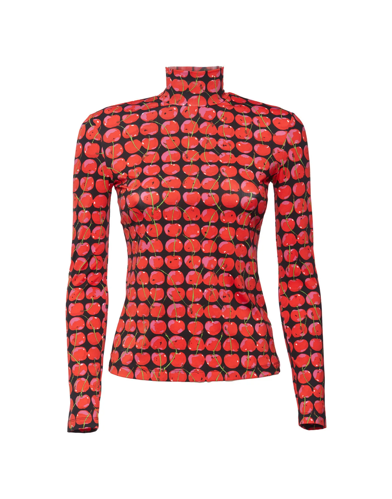 La DoubleJ Loungewear<TurtleneckBlack Cherries in New Skinny Jersey