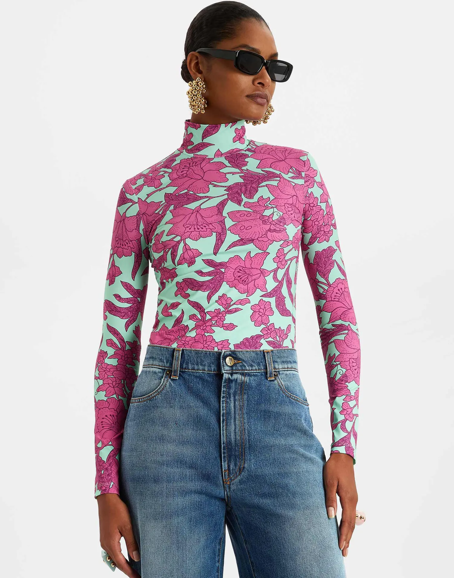 La DoubleJ Loungewear<TurtleneckLilium Purple in Skinny Jersey