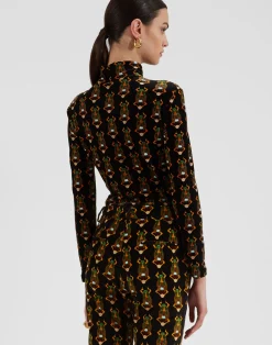 La DoubleJ Loungewear|Camicie E Top<TurtleneckScarab Black in Stretch Velvet