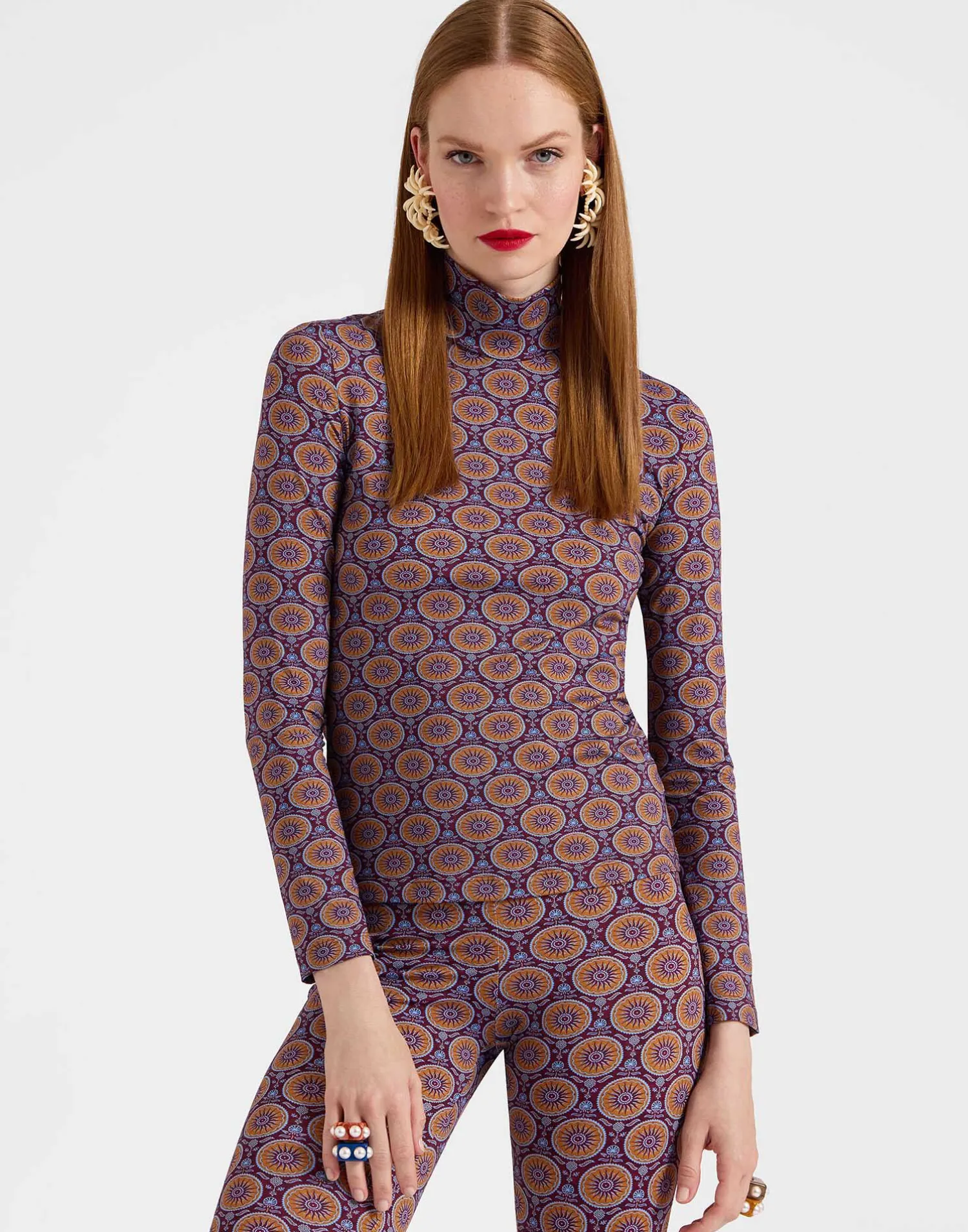 La DoubleJ Loungewear<TurtleneckSovereign Mini Purple in Skinny Jersey