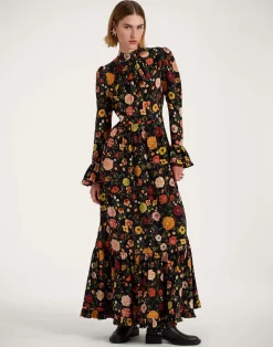 La DoubleJ Vestiti<Visconti DressBotticelli Black in Crepe De Chine Silk
